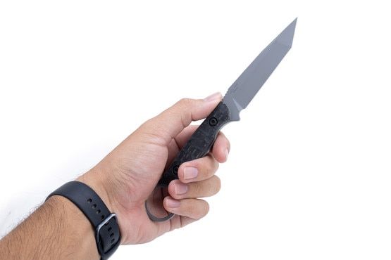 3.75" fixed blade knife with plain edge and Tanto point.